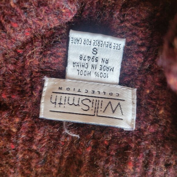 Willi Smith Collection Womens Wool Zip-Up Cardigan Sweater - S - Maroon & Multic - Picture 5 of 5